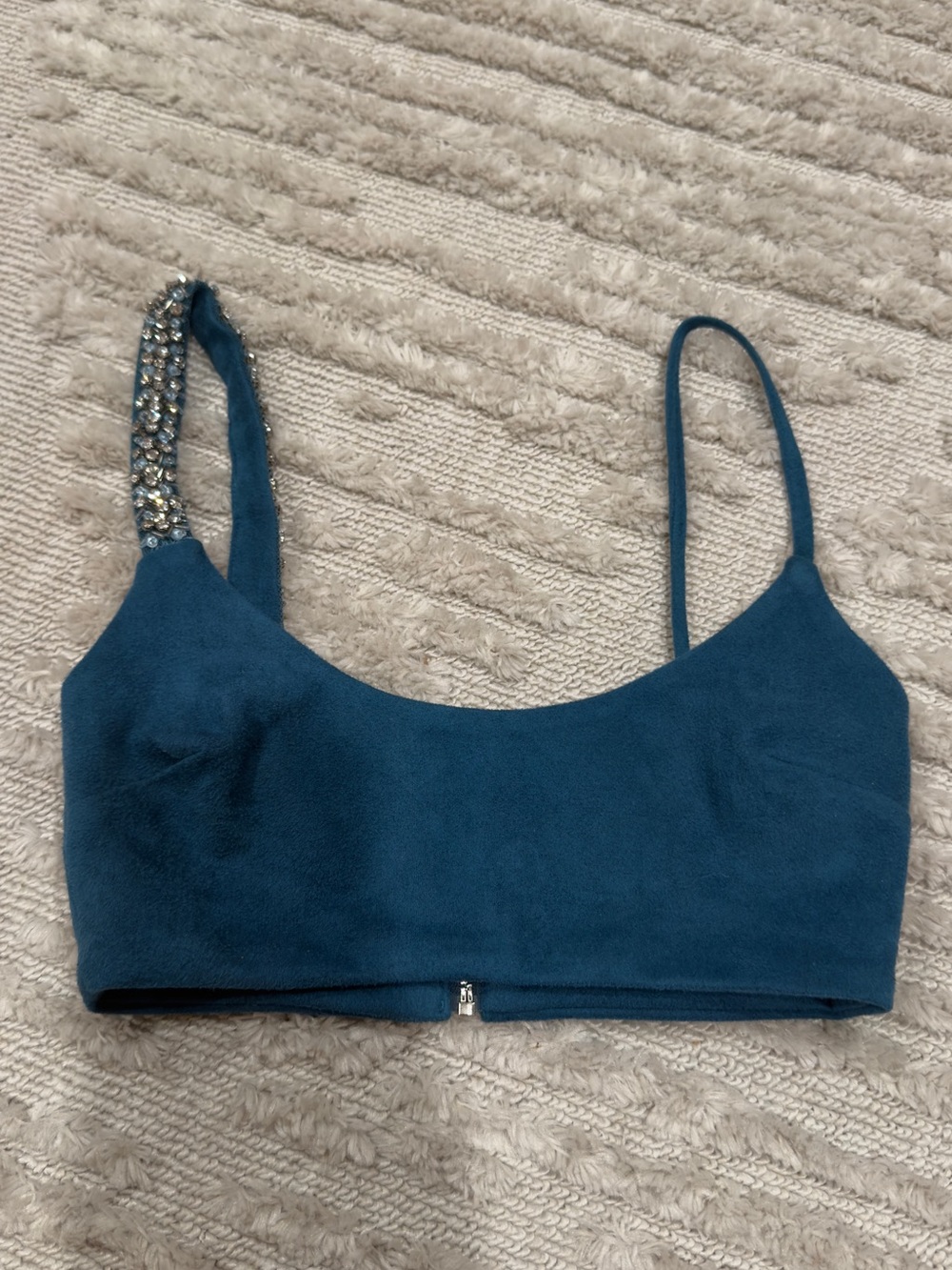 Oh Polly Teal Jeweled Strap Bralette